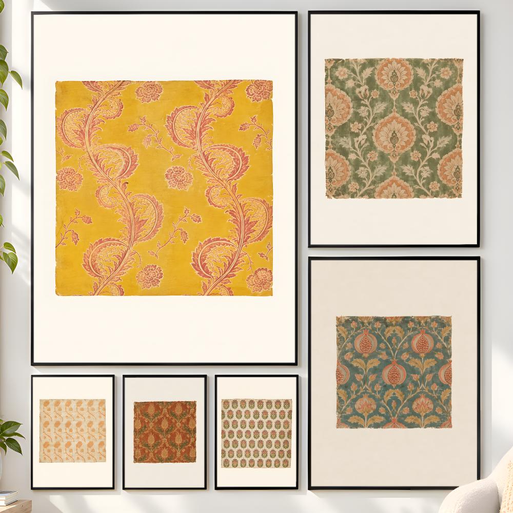 Vintage Collectible Posters - Vintage-Textilkollektion mit botanischen und floralen Motiven,