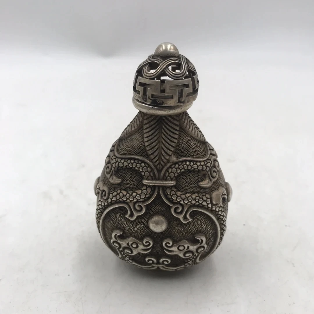 Vintage Collectible Bottles - Chinesische Weißbronze-Schnupftabakdose mit doppelseitiger Gravur, Zigaretten-Set,