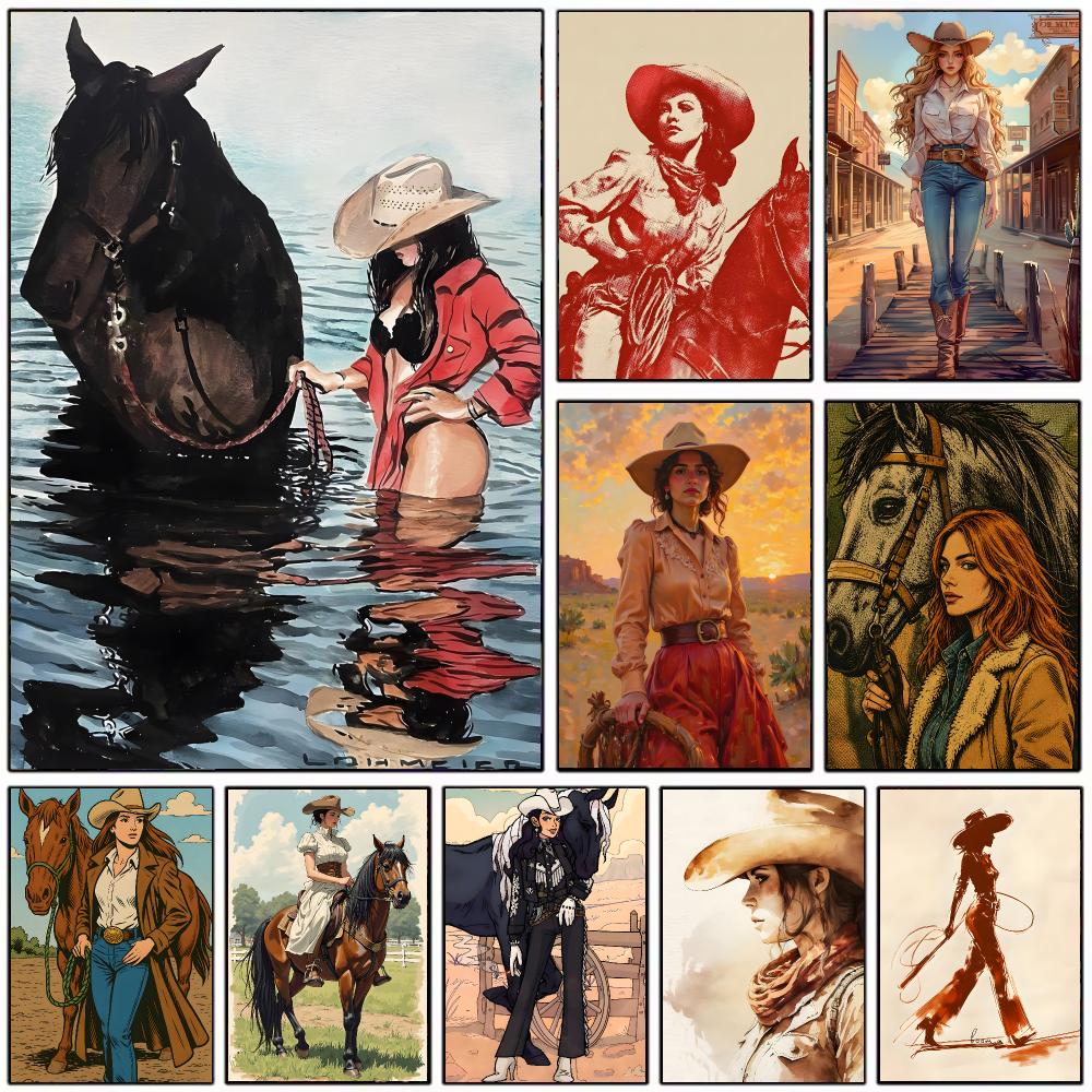 Vintage-Cowgirl-Themenposter,  – Vintage Collectible Posters Bewertung und Preis